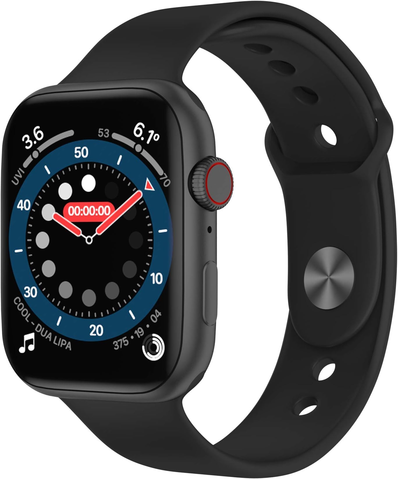 GeneticMen's & Women's FK88 1.78in HD Screen with Encoder Knob Bluetooth Call Heart Rate Monitor Smartwatch (Black Silicone)