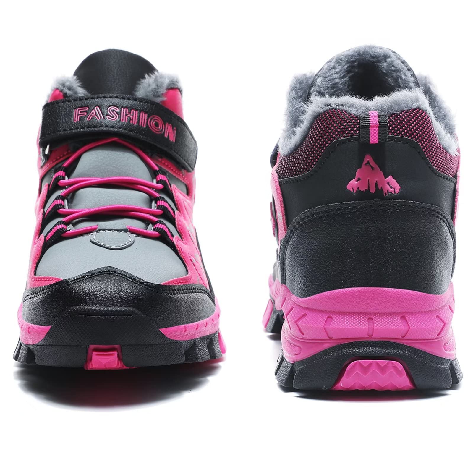 Chaussure Hiver Garçons Fille Anti-dérapant Botte de Neige en Coton pour Enfants Escalade Chaussures Randonnée Bottes,Rose,34