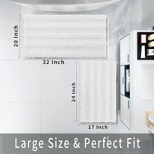 Miniatura 2 de Yimobra Juego de 2 alfombras de baño de felpilla suave y absorbente, antideslizantes, lavables a máquina, de secado rápido, alfombras de ducha de