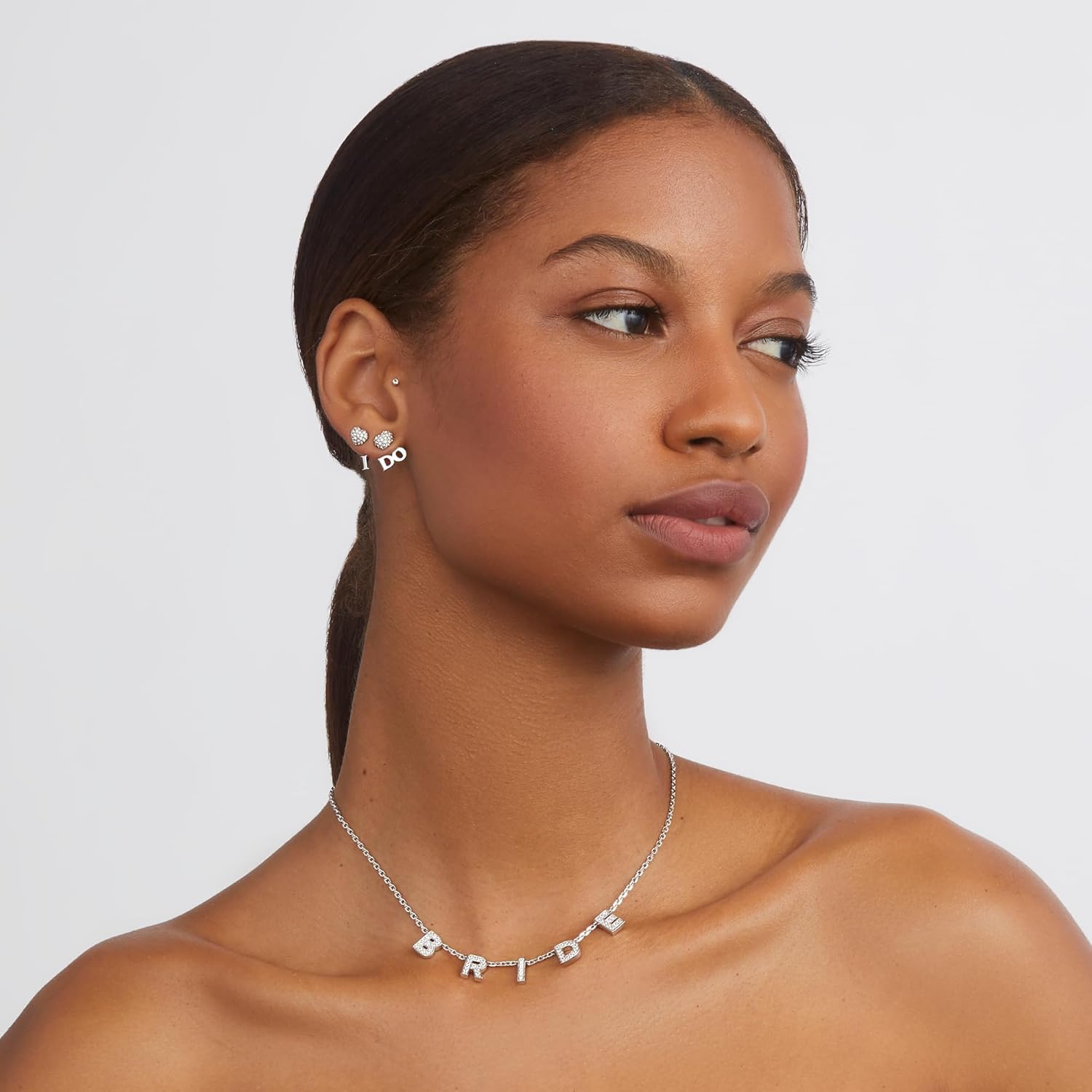 Kleinfeld Womens Bridal 'I DO' Wedding Crystal Pave Front Back Earrings