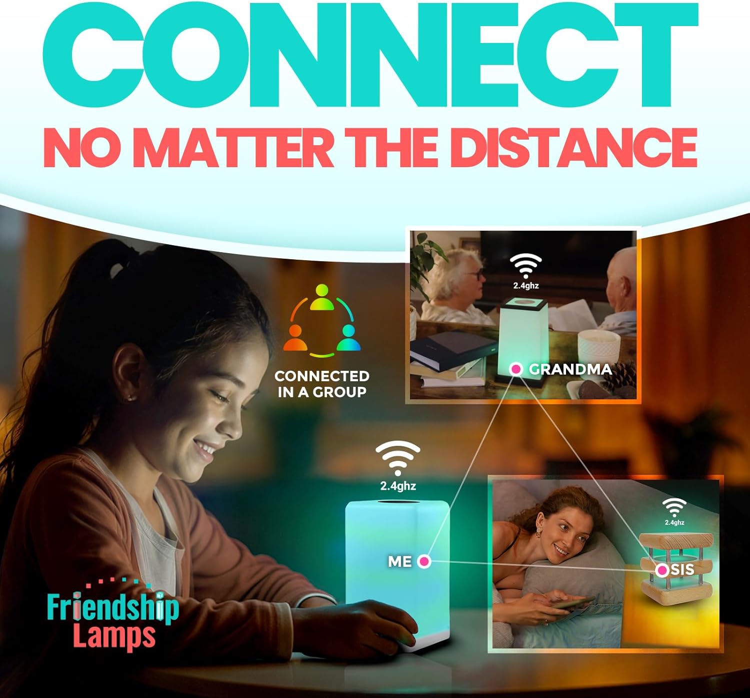 Friendship Lamp FriendLi by Filimin - Subscription Required Wi-Fi LED Light for Long Distance Touch Lamp, Present for Best Friend, Relationship, Family, Unique Gifts, Easy App Setup - Set of 2