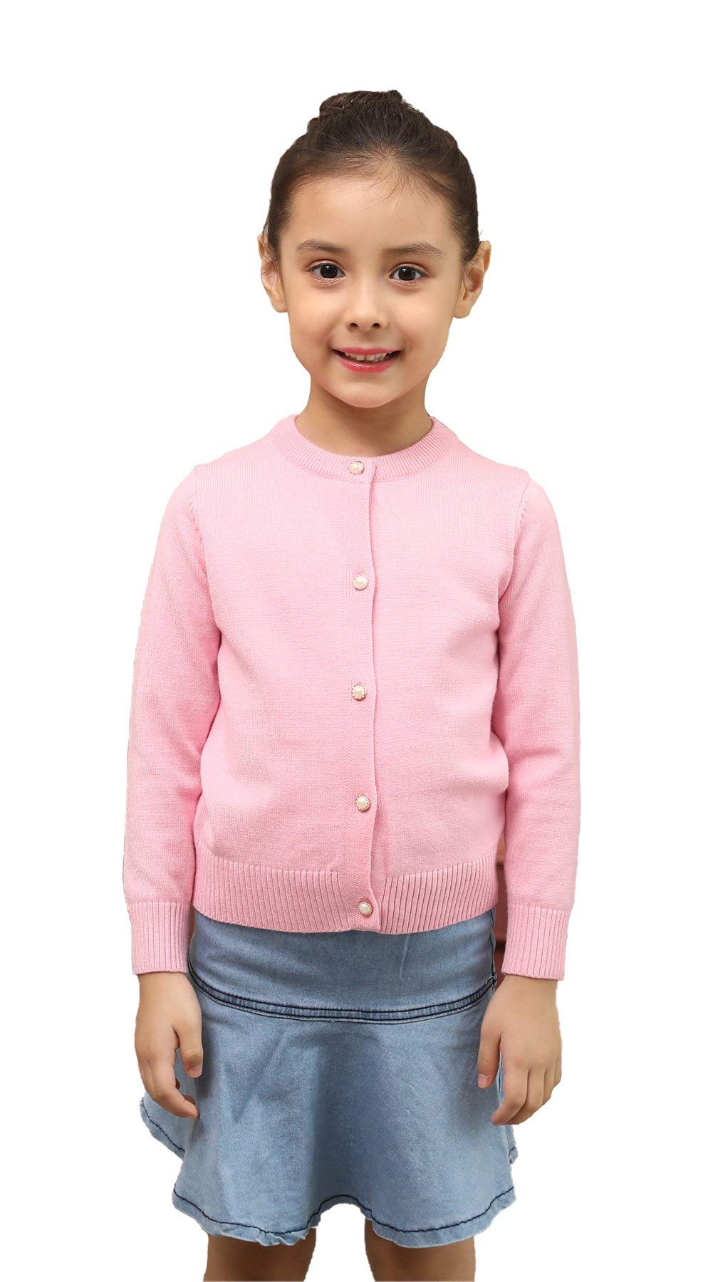 SMILING PINKER Girls Cardigan Sweater School Uniforms Button Long Sleeve Knit Tops
