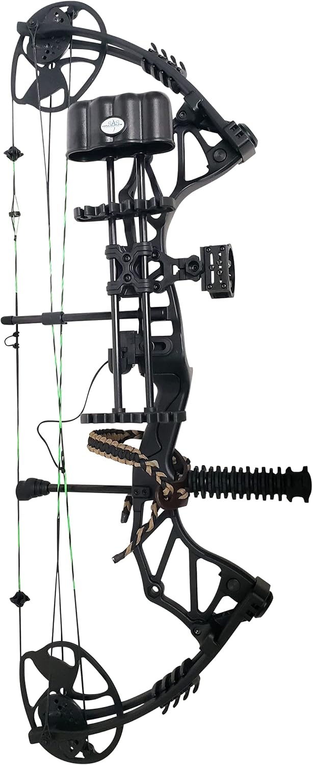 SAS Feud X 30-70 Lbs 19-31" Draw Length Compound Bow Pro Package for Hunting Field Target (Black)