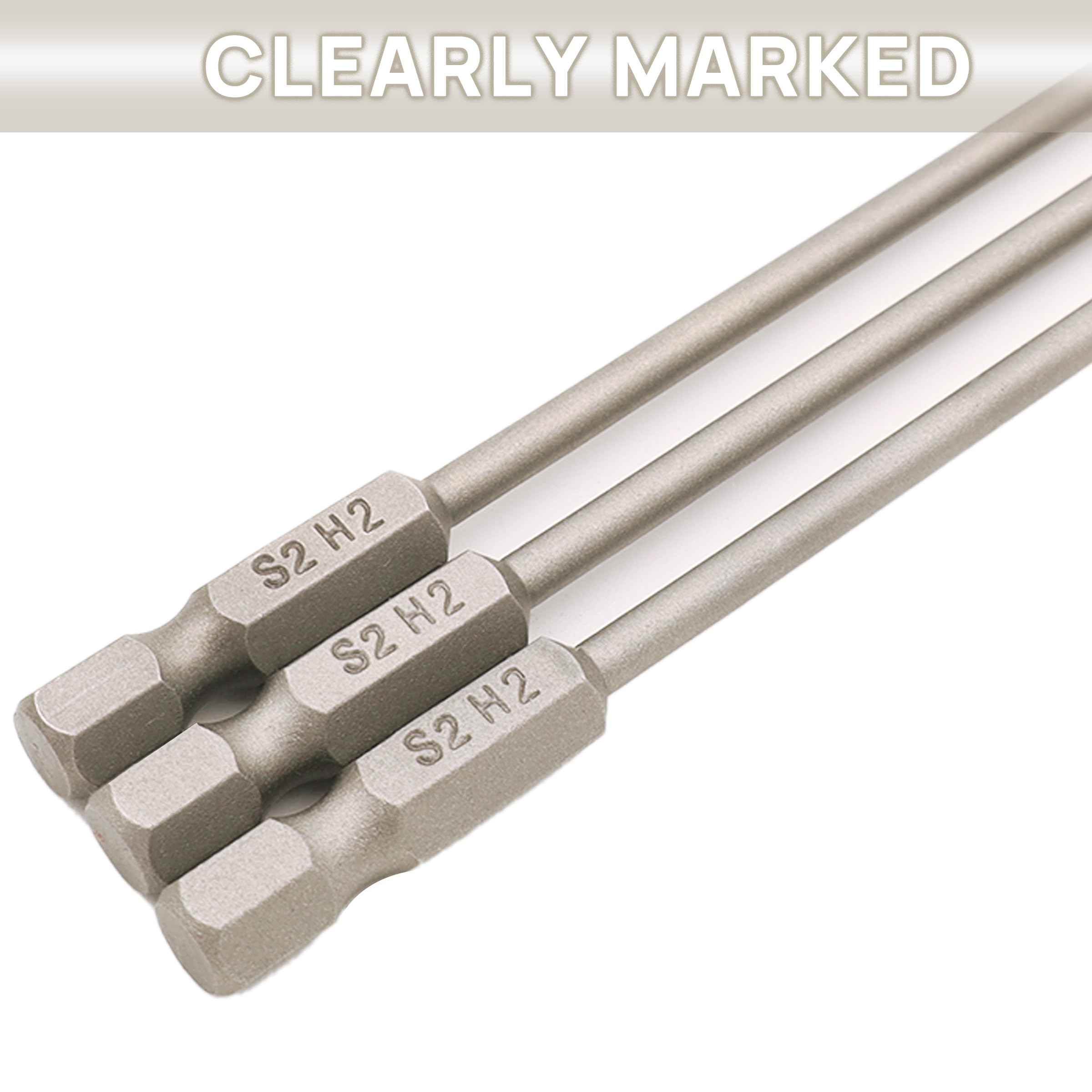 Juego de brocas hexagonales RC de 6 pulgadas de cabeza hexagonal de 2 mm, vástago hexagonal de grado profesional para destornilladores, pistola eléctrica/taladro eléctrico (3 piezas hexagonales