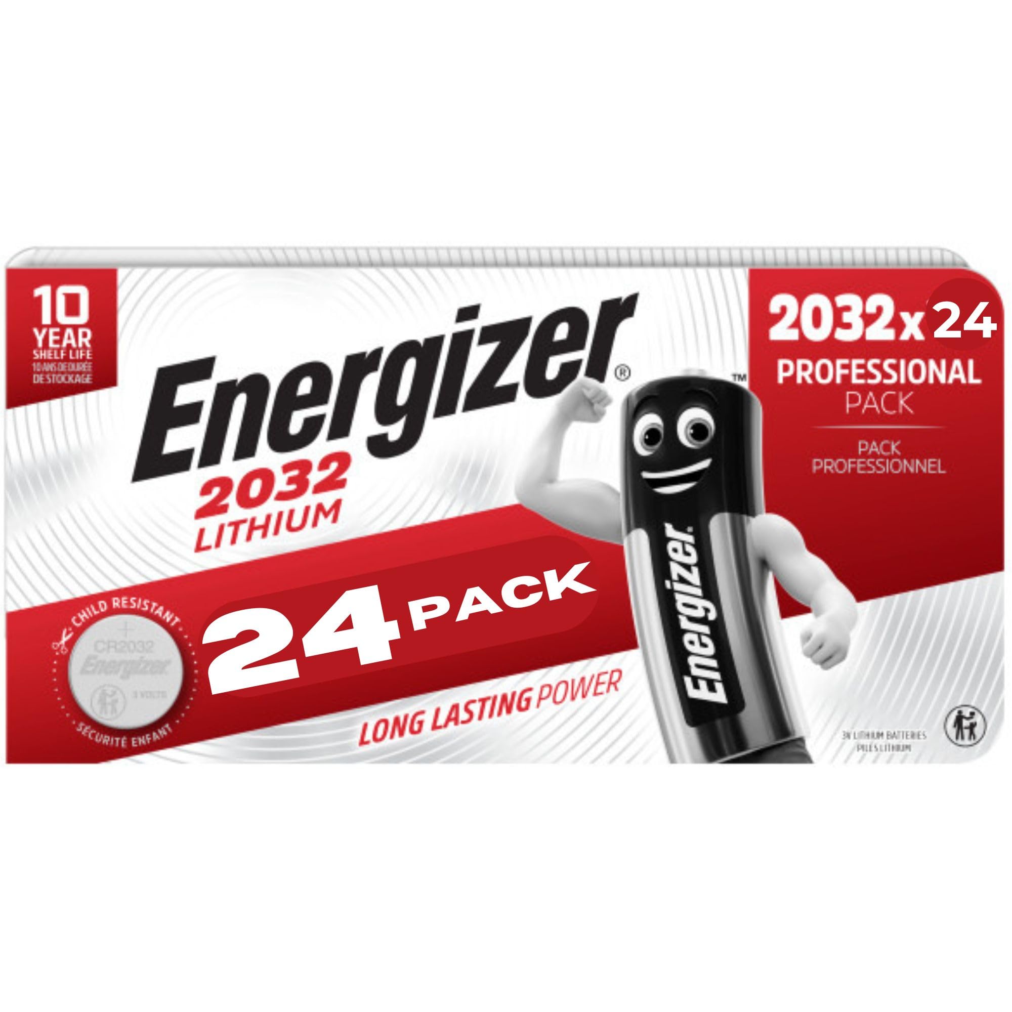 Energizer MAX CR2032 - Lot de 24 piles bouton lithium, sans mercure ajouté et parfaites pour appareils médicaux, balance