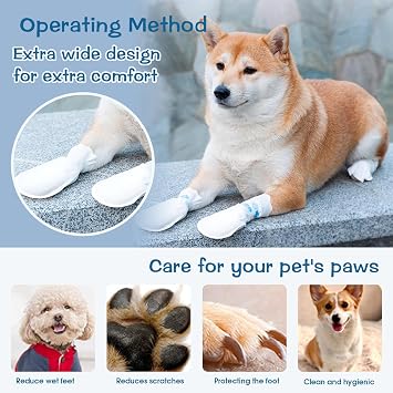 20pcs Disposable Dog Socks Waterproof Dog Boots for Injured Paws Stop Licking Pet Paw Protectors Dog Shoes with Bandage Pet Foot Cover for 16-38 lb Dogs Suitable for Indoor & Outdoor Walking Use | Stop Licking Pet Paw Protectors Dog Shoes with Bandage Pet Foot Cover for 16-38 lb Dogs Suitable for Indoor & Outdoor Walking
