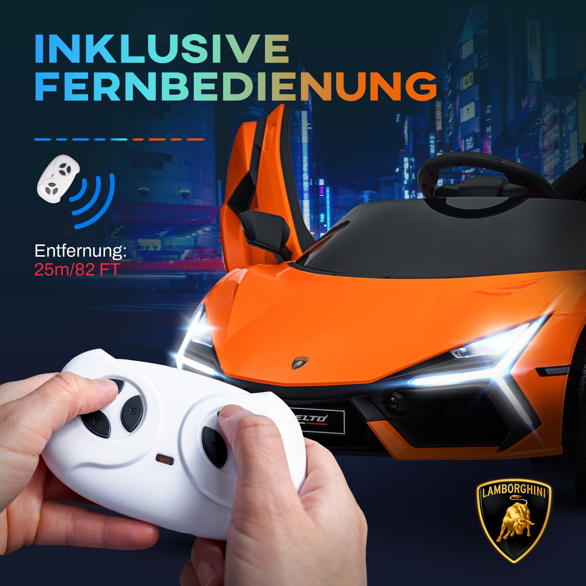 AIYAPLAY Samochód elektryczny dla dzieci, 12 V, z pilotem zdalnego sterowania 2,4 G, złącze USB/MP3, 3-5 km/h, samochód dziecięcy z lampą LED, koła sprężynowe, drzwi skrzydłowe, dla dzieci w wieku 3-5