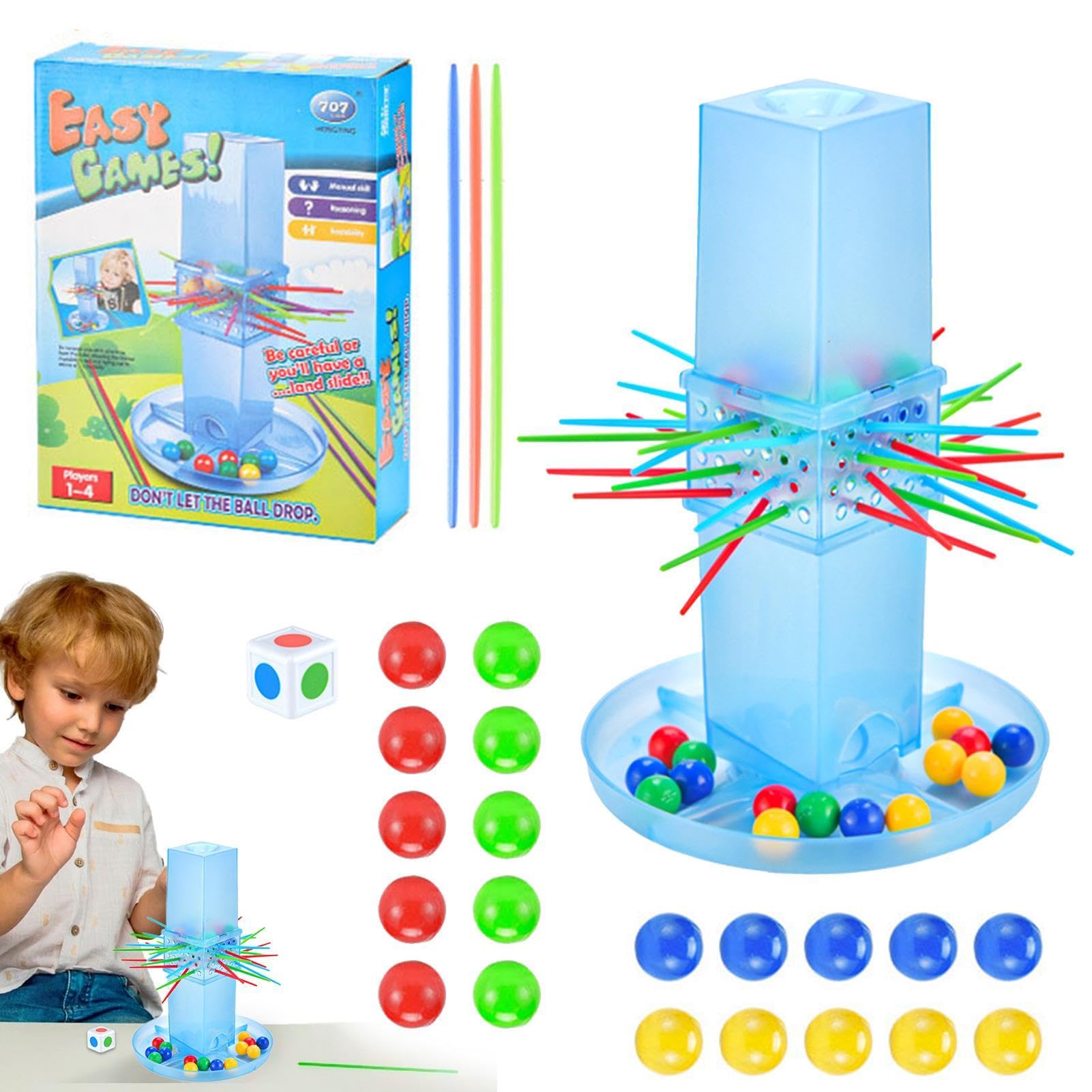Shitafe Kerplun-k Game, Stick Games For Kids With Beads, Sticks And Game Unit, Fast Fun Pull Sticks Game For 2 To 4 Players Game For Attention And Hand-eye Coordination