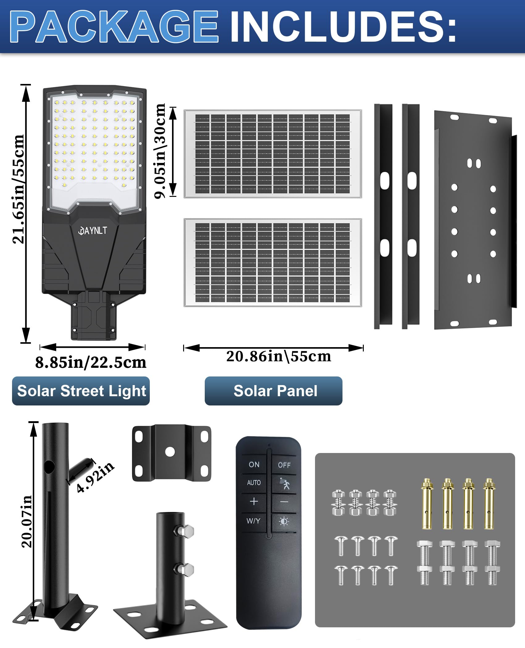 JAYNLT X-13000W Solar Straßenlaterne für Außen, 6500K Solarlampen für Außen Solarleuchten Dämmerung bis zum Morgengrauen, IP68 Wasserdichte Solarstrahler für Gärten Garage