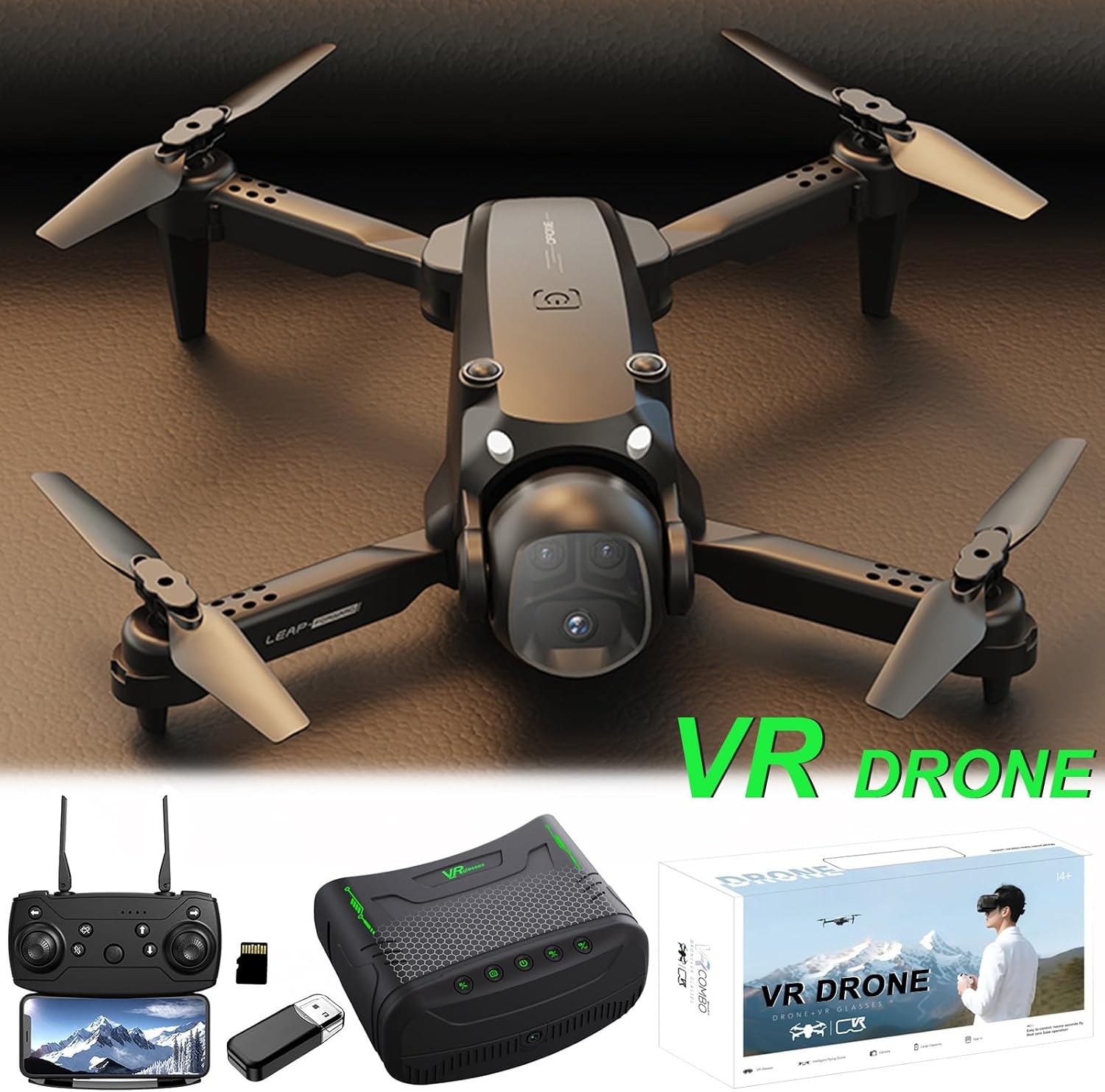 FPV Drone With VR Glasses Drones 2.4G RC Quadcopter Altitude Hold Obstacle Avoidance For Kids Adults WY2689