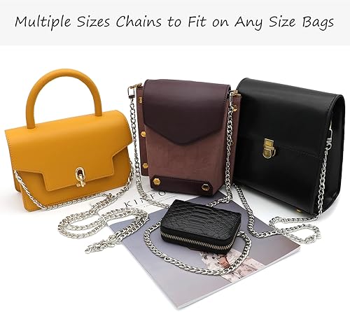Miniatura 4 de RAPUDA - 4 cadenas planas de repuesto de hierro de diferentes tamaños, correa de cadena de metal para bolso de mano, bolso de hombro, bolso cruzado