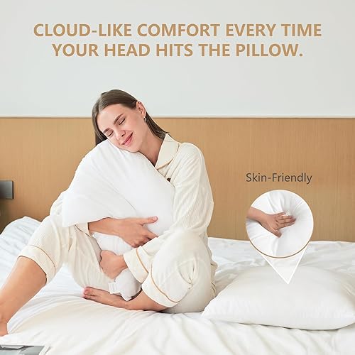 Miniatura 5 de Obruosci Juego de 4 rellenos de cojín de lujo 18 x 18 pulgadas hipoalergénicos ultra suaves de microfibra de poliéster blanco duradero para sofá