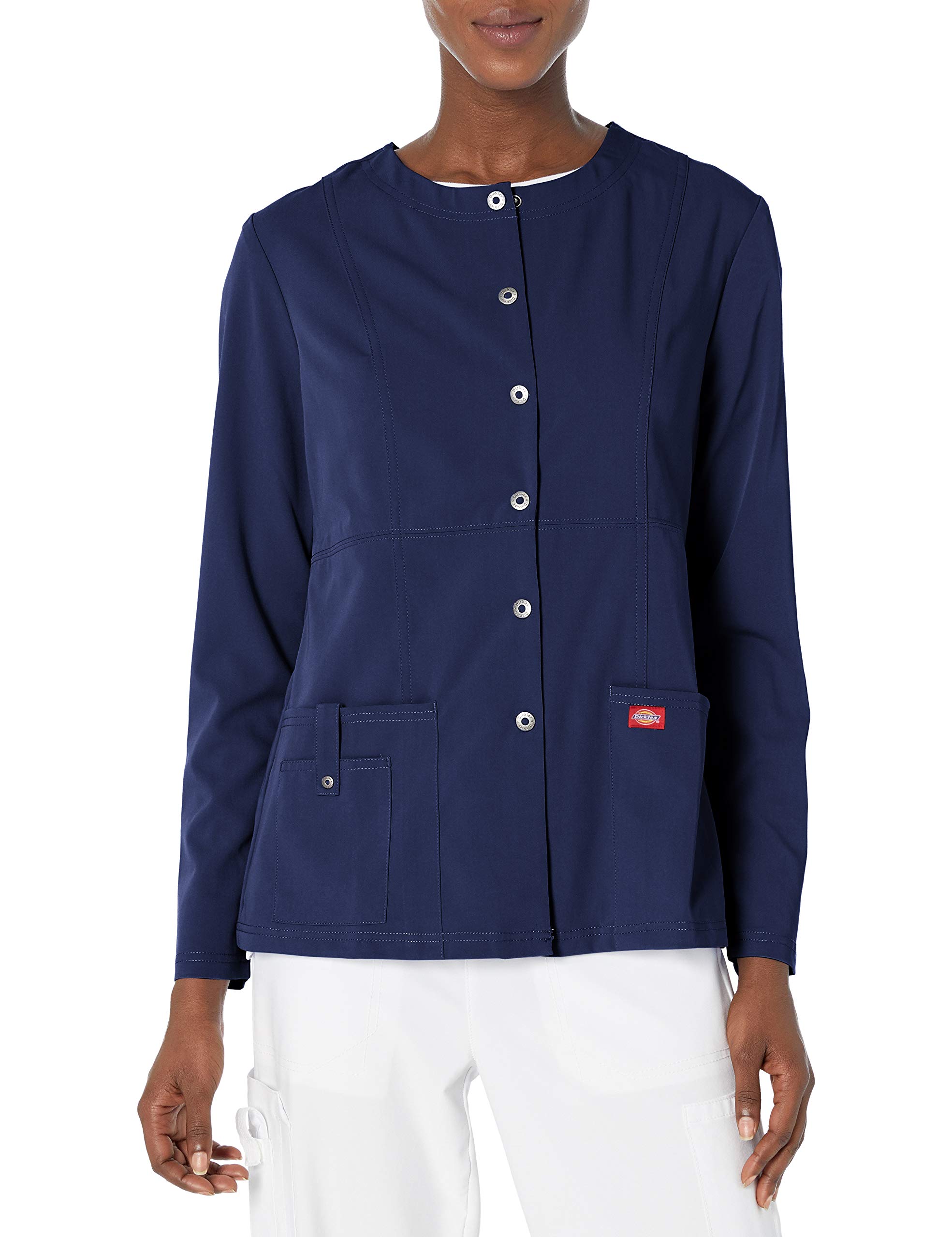 Dickies Women's Xtreme Stretch Crew Neck Snap Front Warm-Up Jacket