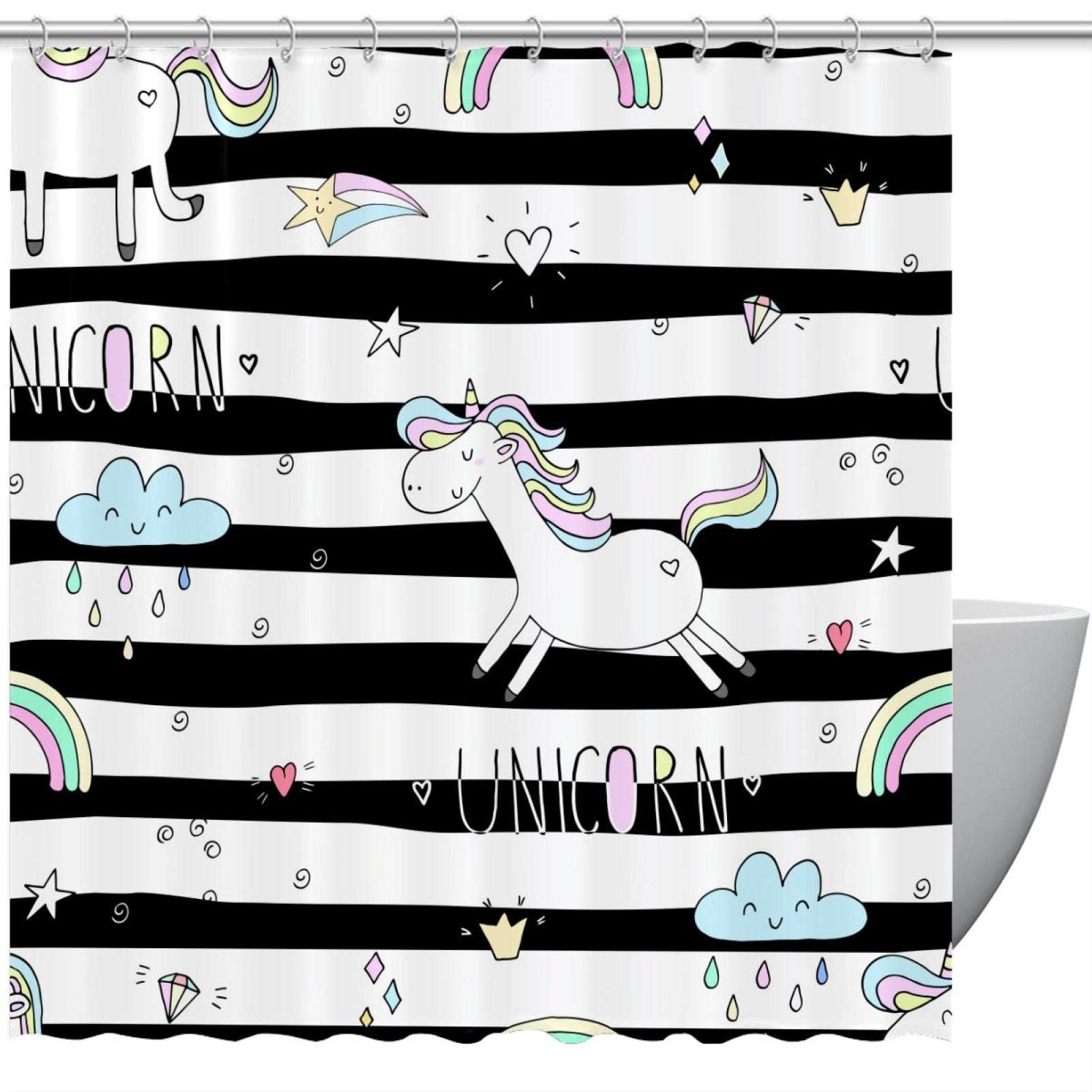 Rideau de douche licorne et nuage pour des matins joyeux et colorés