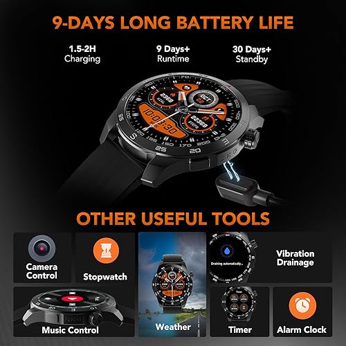 Miniatura 7 de SKG Reloj inteligente para hombres y mujeres, reloj inteligente integrado con GPS de 1.43 pulgadas con más de 100 barómetros de magnetómetro