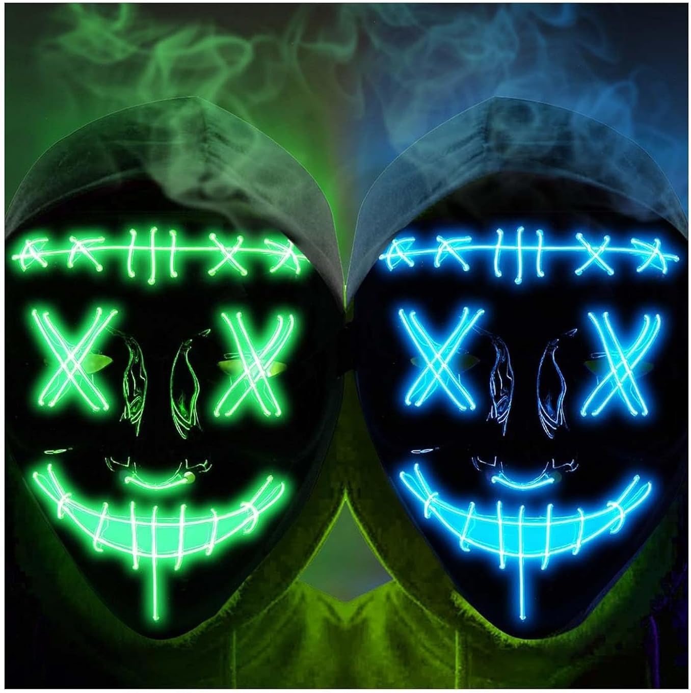 Halloween Scary Mask LED Mask LED Purge Mask [2PACK]
