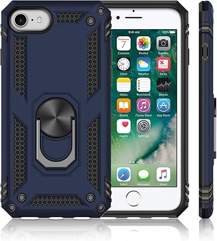 Amazon Co Jp Iphone Se ケース 第2世代 Iphone7 ケース Iphone8 ケース 年新型 リング 耐衝撃 頑丈 アウトドア Tpu Pc スタンド機能付き 二重構造 バンパーケース 携帯カバー 耐摩擦 ブルー 家電 カメラ