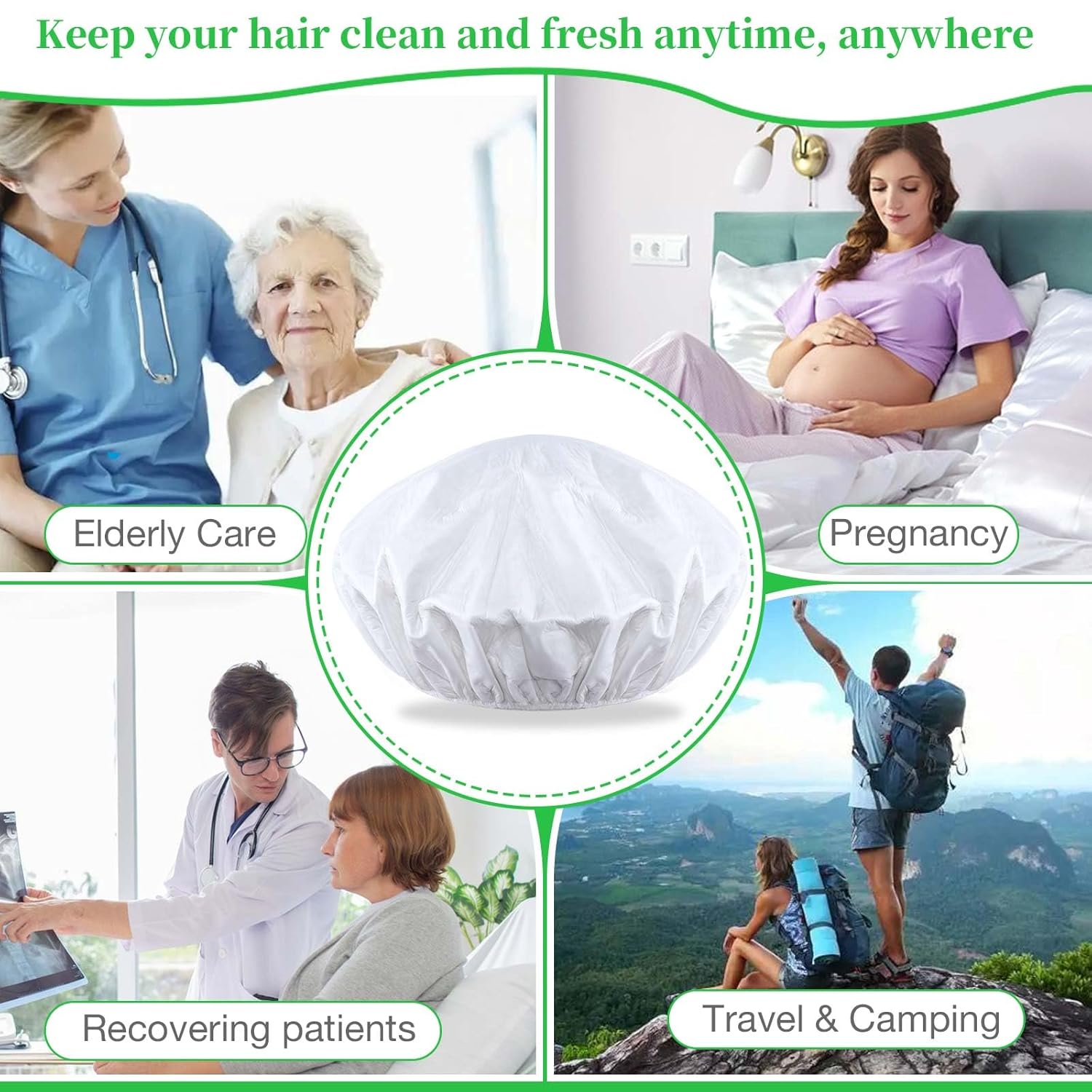 Shampoo Caps No Rinse Waterless Hair Washing Shower Caps 6 Packs for Elderly, Women, Hospital, Camping - Image 5