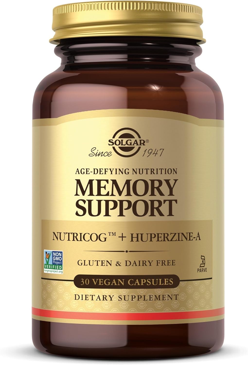 Solgar Memory Support Brain Dietary Supplement for Memory and Focus, Clinically Studied Nutricog, Vitamin D & Huperzine-A, Nootropic Brain Health Supplement, Healthy Aging Support, 30 Servings