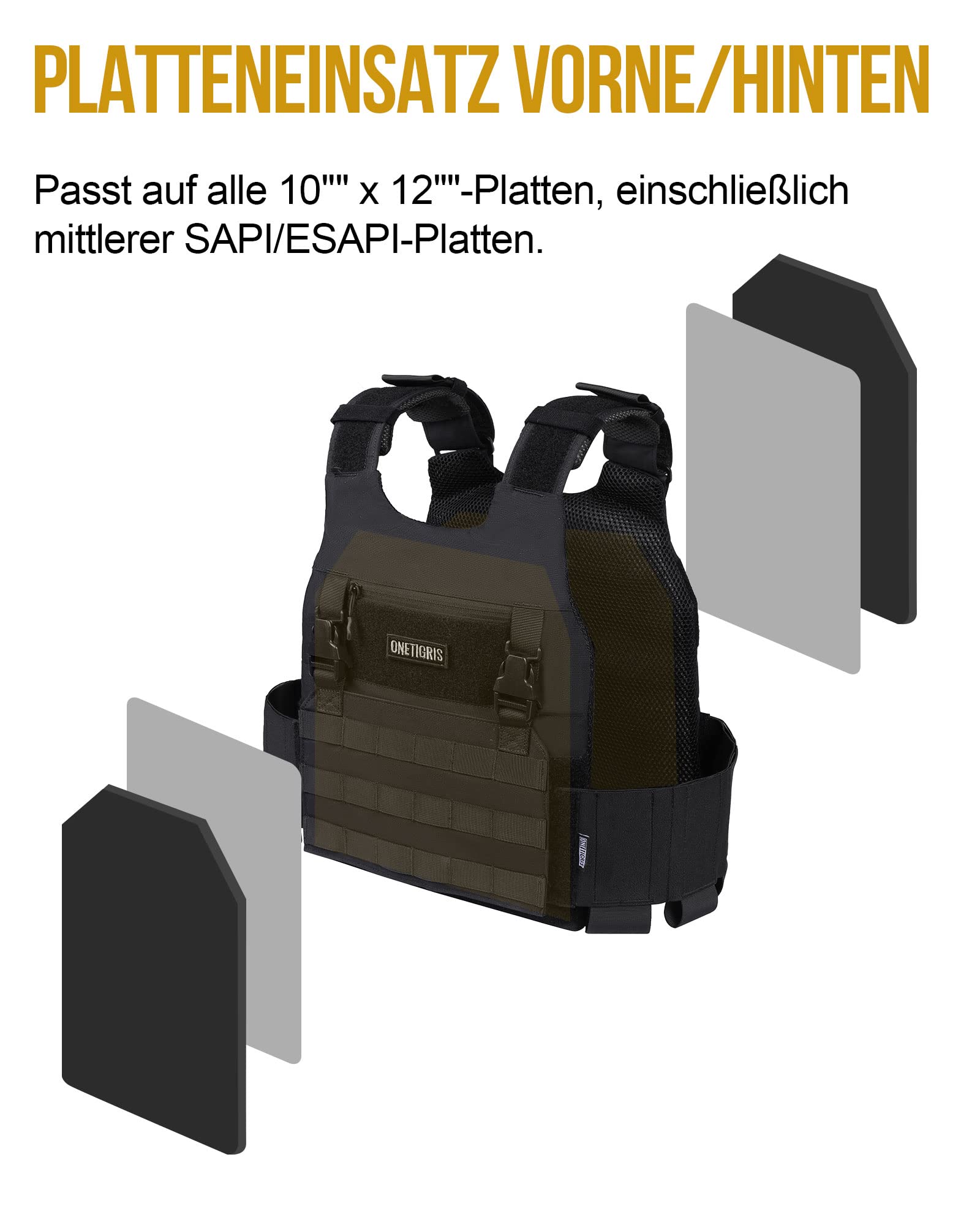 OneTigris Gilet tactique Low Profile Airsoft Gilet Chest Rig Gilet tactique Platate Carrier avec système d'adaptateur pour affiches Airsoft Painball CS