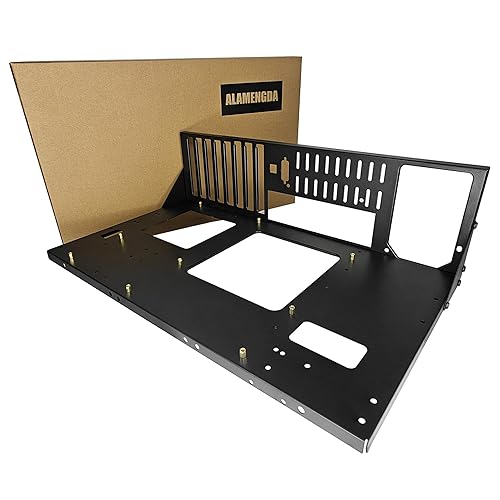 ALAMENGDA DIY Pc Test Bench, Open Chassis Case Rack for ATX/M-ATX/ITX Motherboards,Widely Body Heat Dissipation Design Open Air Pc Case, SSD Motherboards Accessories (1 Pc)