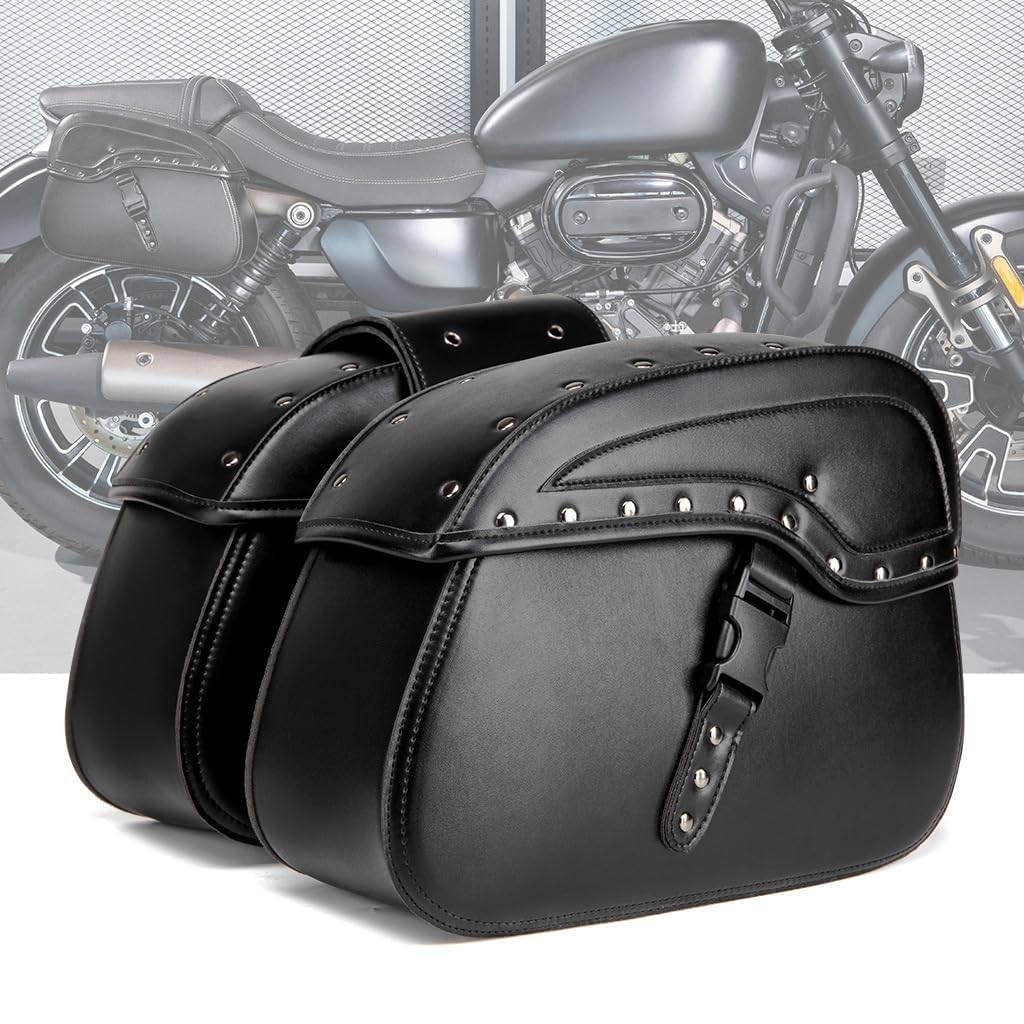 ONEMAJI Motorcycle Saddlebags for Harley Da-vidson Softail Breakout 2013-2025, PU Leather Motorbike Panniers Side Luggage Bags Weatherproof Cruiser Chopper Touring Storage