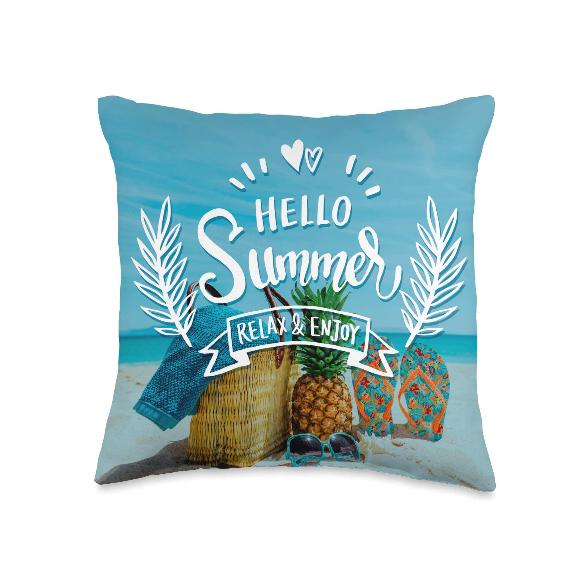 Hallo Summer-Cool Pineapple Fresh-Watermelon Throw Pillow, 16x16, Multicolor