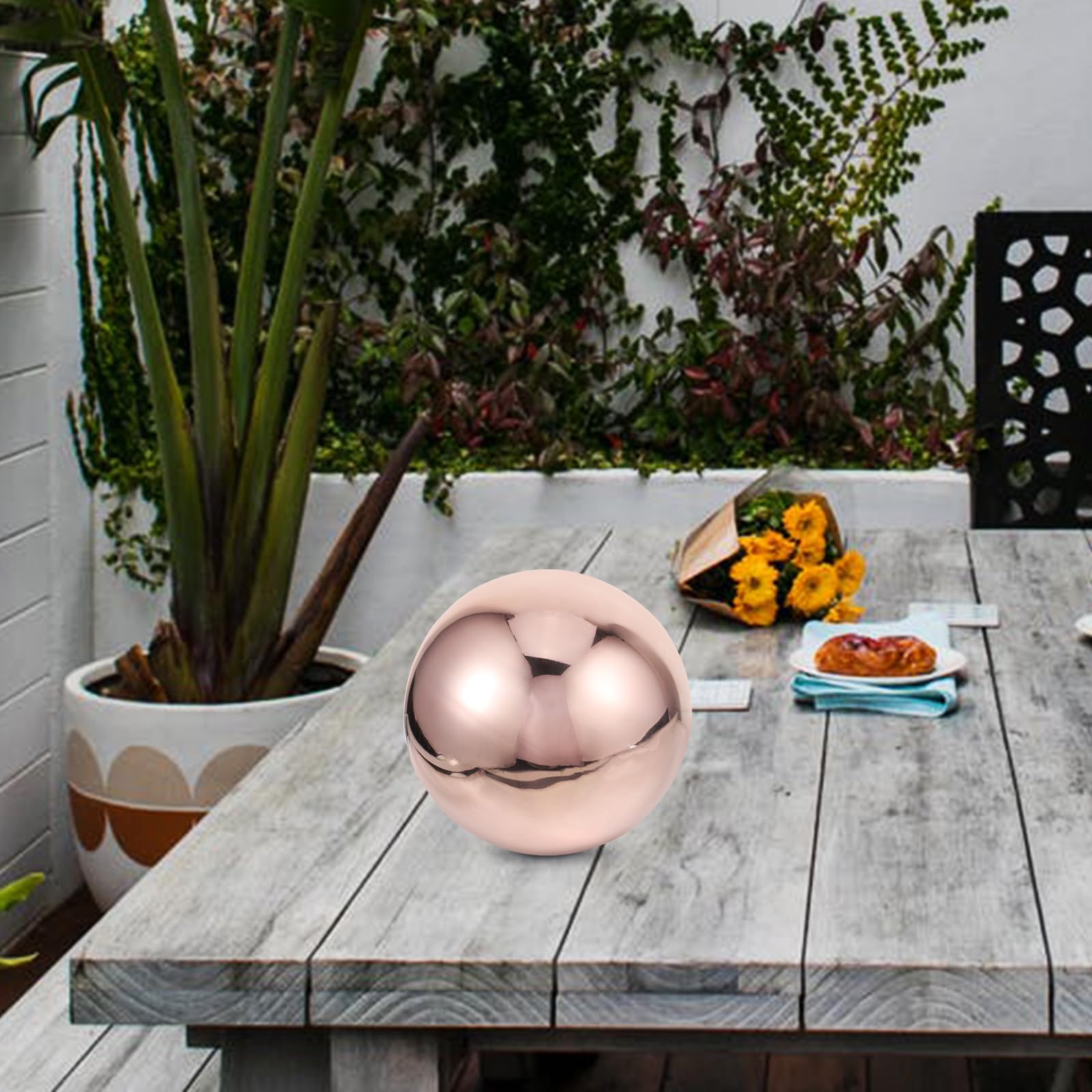 SOLUSTRE Sfera Riflettente in Acciaio Inossidabile Lucida e Resistente per Esterni, Palla Decorativa da Giardino Finitura Lucida e Design Elegante per Cortile