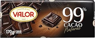 Valor - Chocolate Negro 99% - Sin Gluten. Tableta de Chocolate Negro para Amantes del Chocolate, blend de cacaos Valor. In...