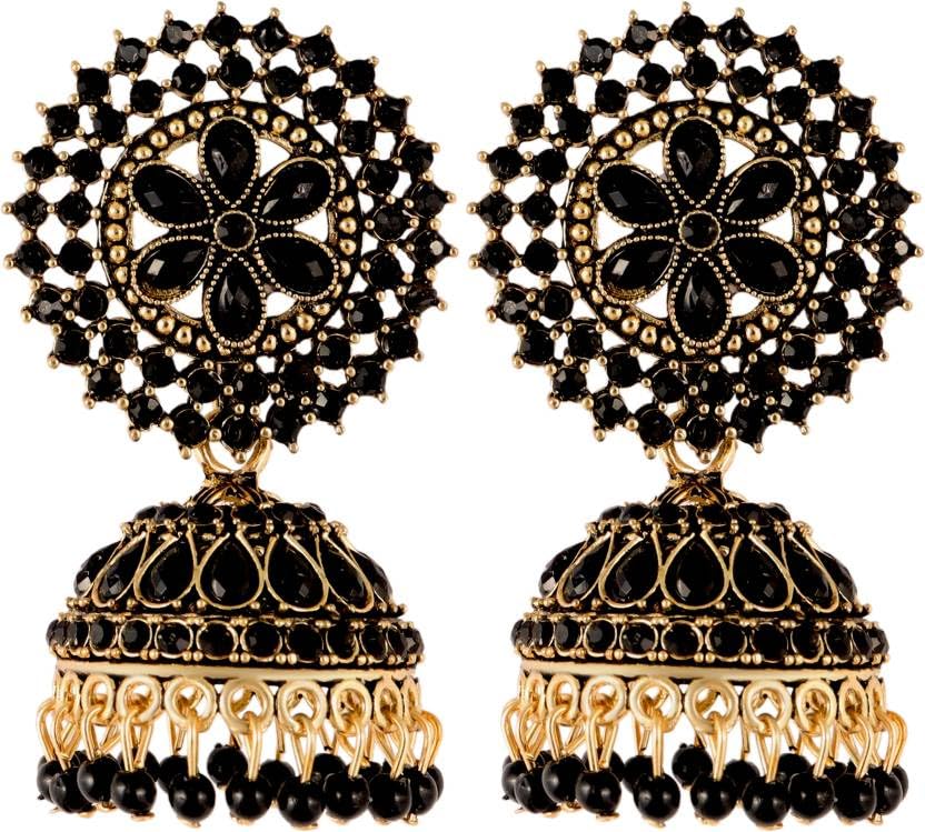 BLACK KUNDAN JHUMKI EARRING 99 BLACK KUNDAN JHUMKI EARRING 99