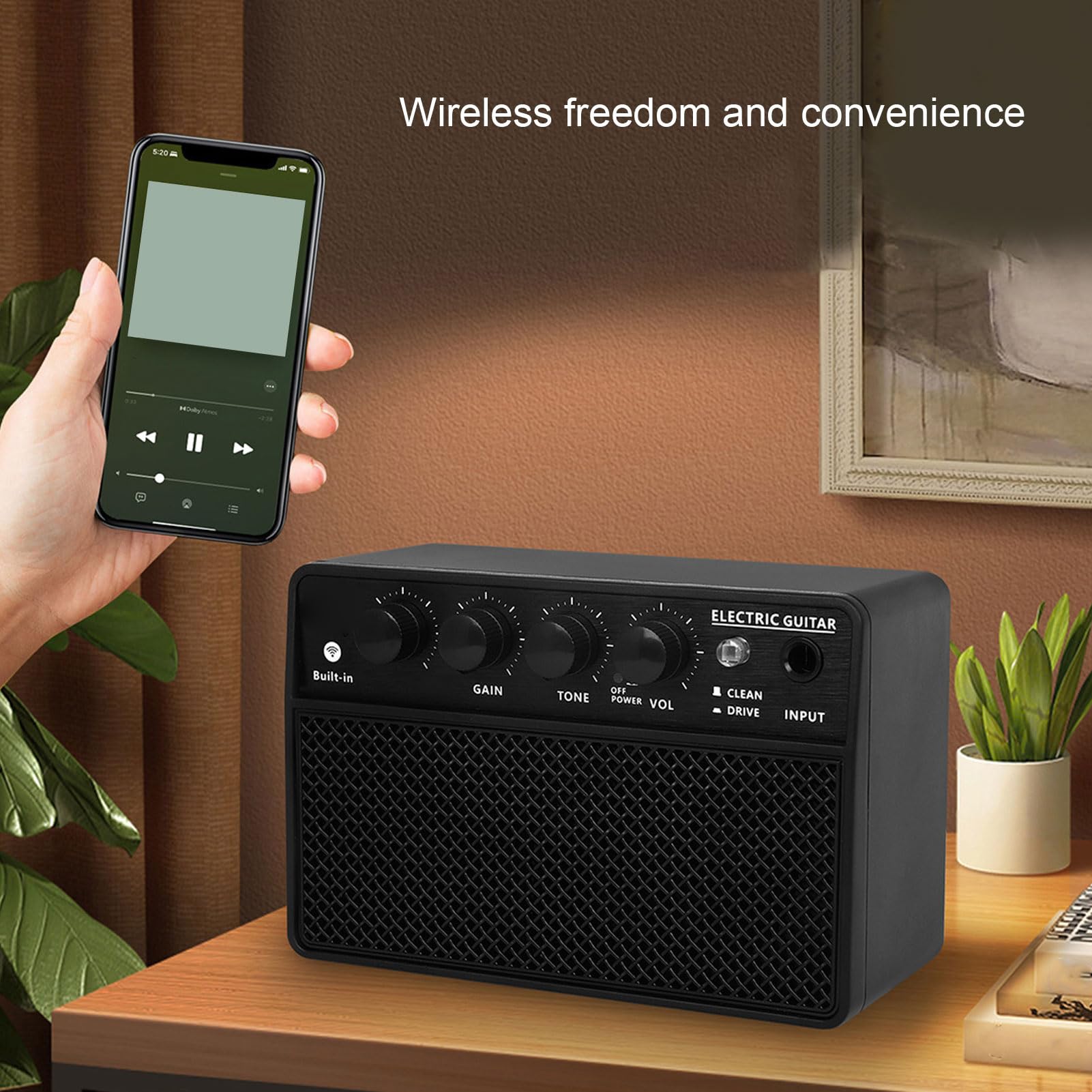 Wzmacniacz Basowy 10 W Subwoofer BT Wzmacniacz Akumulatorowy Wzmacniacz Gitarowy Interfejs USB C do Transmisji na żywo na Zewnątrz Czarny
