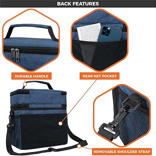 Miniatura 5 de opux Lonchera térmica para hombres y mujeres, bolsa enfriadora grande de doble compartimento, lonchera suave de dos cubiertas para el trabajo, la