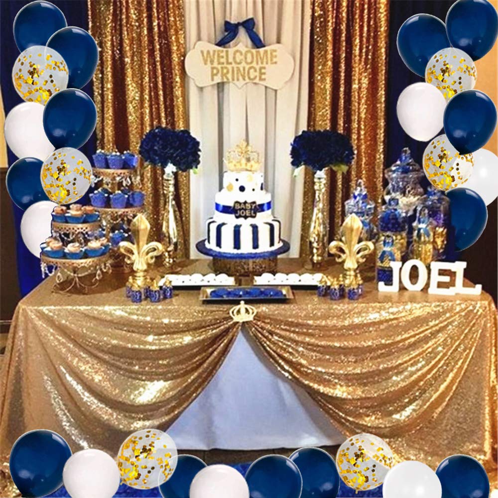 Buy 70 Pcs 12 Inches Navy Blue and Gold Confetti Balloons, White