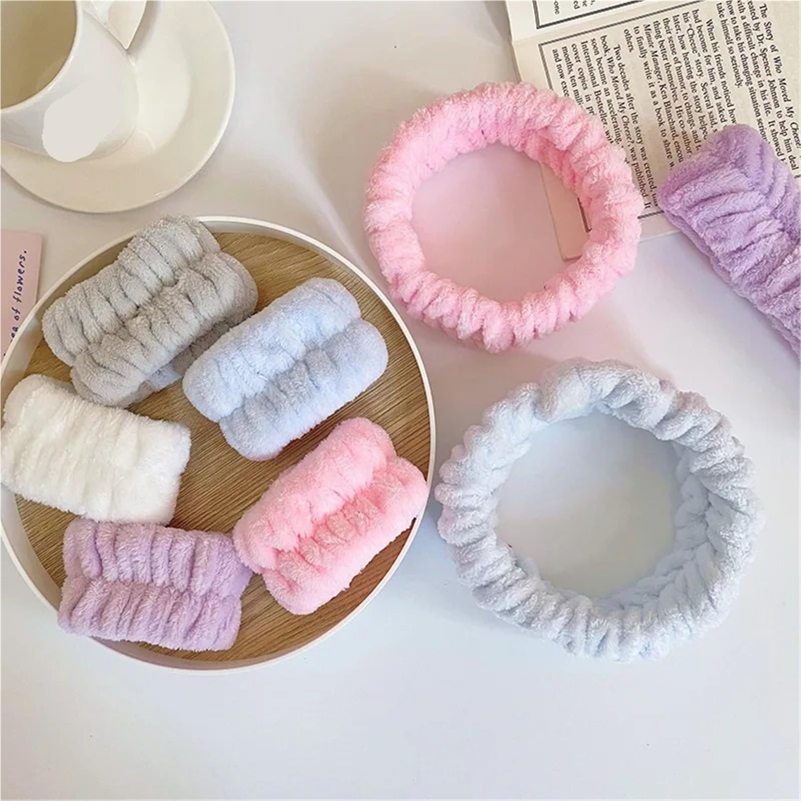 Diadema para maquillaje Conjunto de muñequeras for lavado cara, diademas for mujer, absorbentes impermeables, bandas for el cabello for y maquillaje(Miexd-3Sets)
