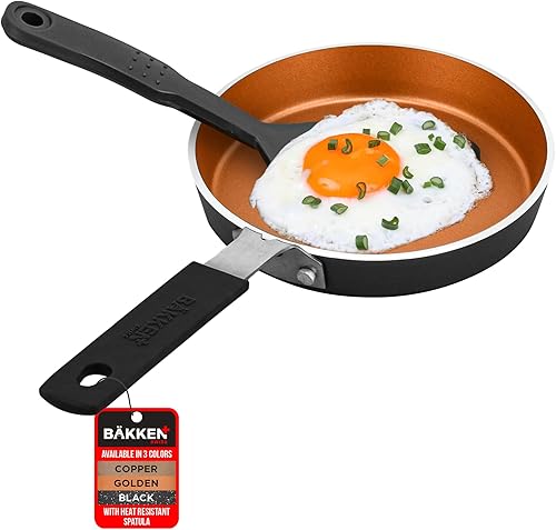 Miniatura 9 de Bakken- Swiss Mini sartén antiadherente para huevos y tortillas, 2 piezas, bandeja para huevos 5.5 pulgadas con cobre antiadherente, sartén