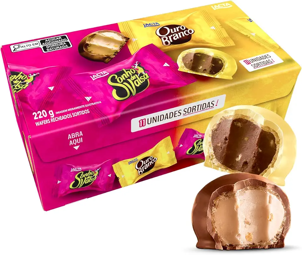 Caixa Sonho de Valsa e Ouro Branco Sortidos Sabor Chocolate 220g
