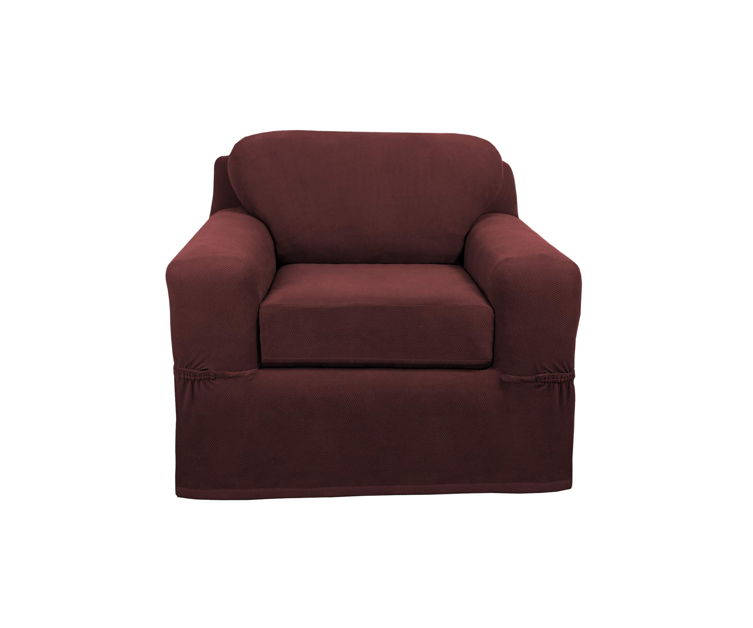 MAYTEX Pixel Ultra Soft Stretch Arm Furniture Cover, Wine Red Slipcover, 2-Piece Chair