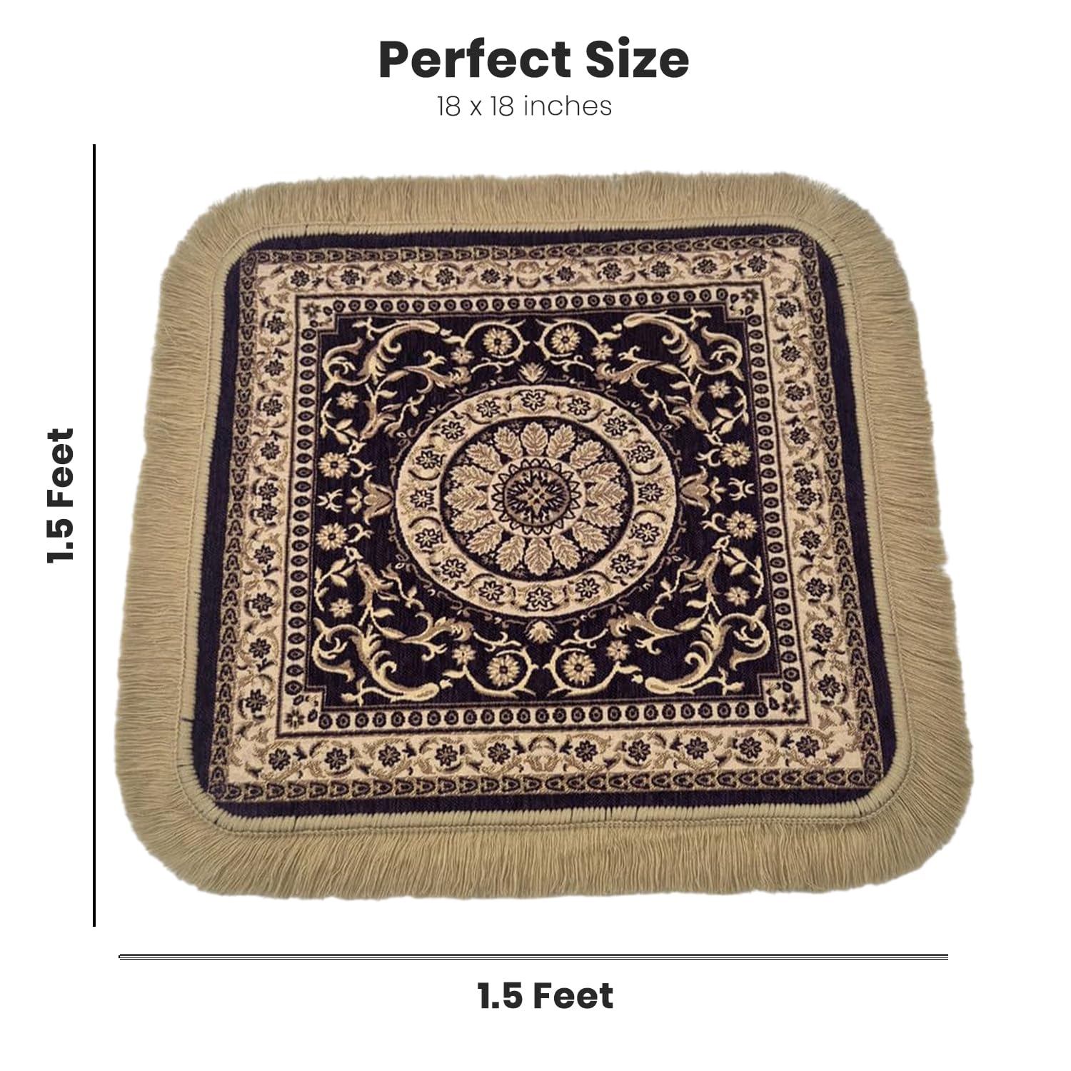 Soft Chenille Prayer Mat - Purple Mandala Design -6
