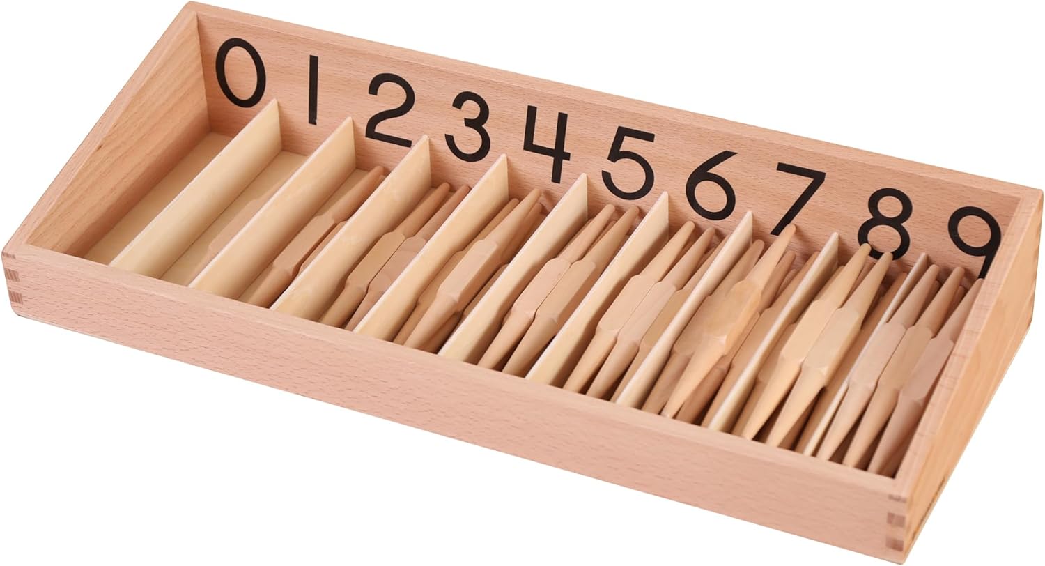 MONTESSORI OUTLET Spindle Box With 45 Spindles (USA Print) for 3-6 Years Montessori Education at School and Home