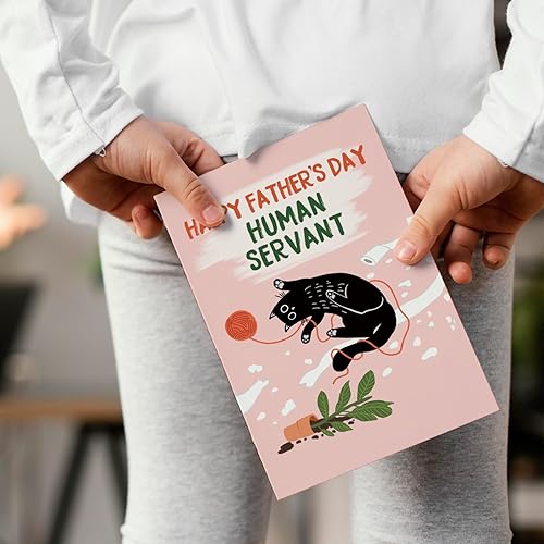 Miniatura 8 de Chenive Divertida tarjeta del día del padre de gato, bonita tarjeta del día del padre de gato, tarjeta feliz del día del padre para gato papá,