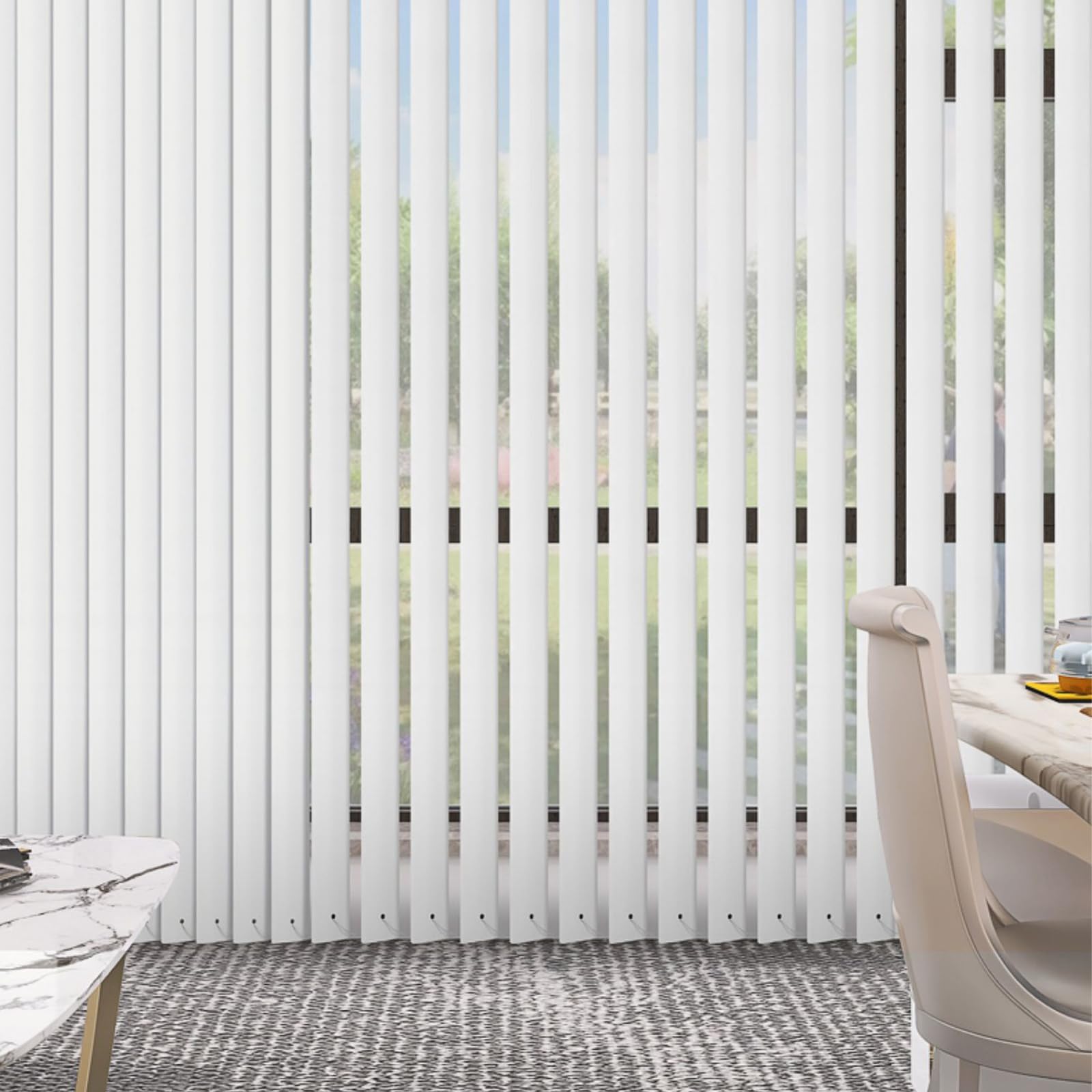 Lamellenvorhang Komplettset Schiebevorhang Nach Maß viele Größen & Farben Blickdicht lichtdurchlässig Fenster Vorhang Aluminium Vertikaljalousie Verdunkelungsgardine (55cm x 230cm)