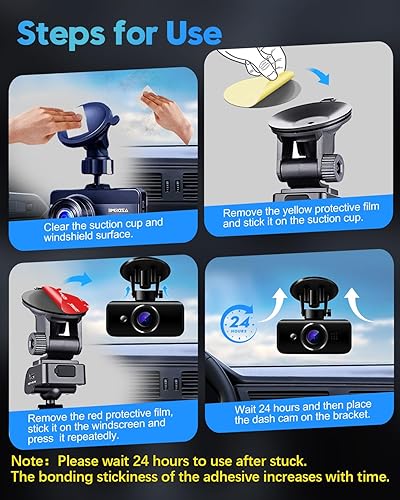 Miniatura 6 de Almohadillas adhesivas adhesivas para montaje de cámara de salpicadero, 5 piezas de cinta de montaje de doble cara de repuesto para cámara de