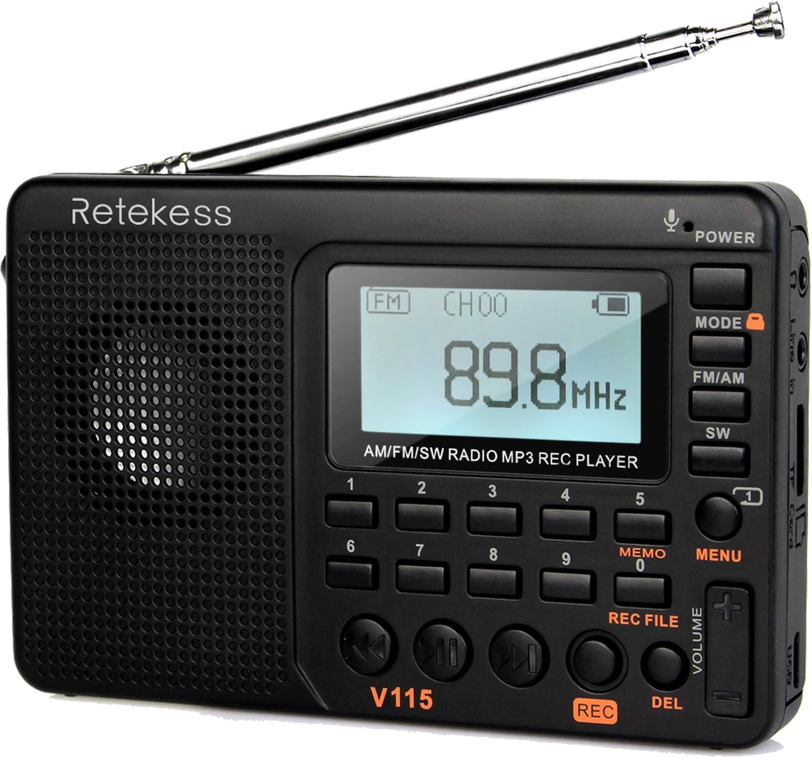 Amazon.com: Retekess V115 Digital Radio AM FM, Portable Shortwave ...