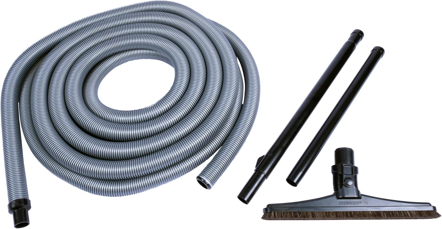 Cen-Tec Systems 60 Ft. Quick Care Retractable Hose and 15" Sidewinder Set for Central Vacuums with Hide-A-Hose Valves