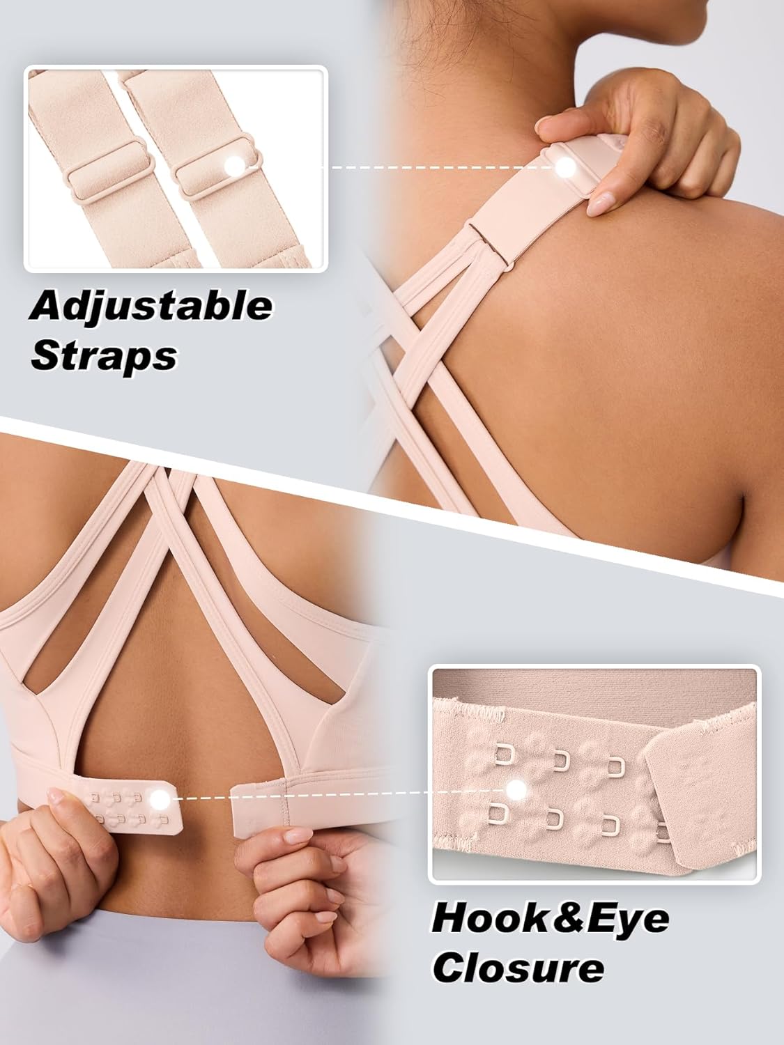 High Impact Sports Bra for Women – High Support Molded Cups, Adjustable Straps & Back Closure, Cross, Workout & Running Bra - Image 2