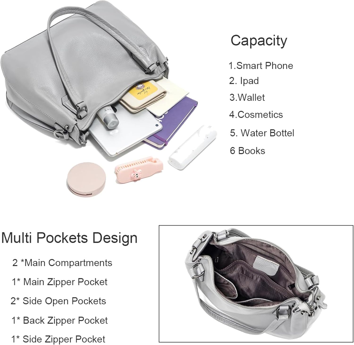 Genuine Leather Purses for Women Designer Hobo Bag Crossbody Shoulder Bag with Adjustable Strap Satchel Handbag