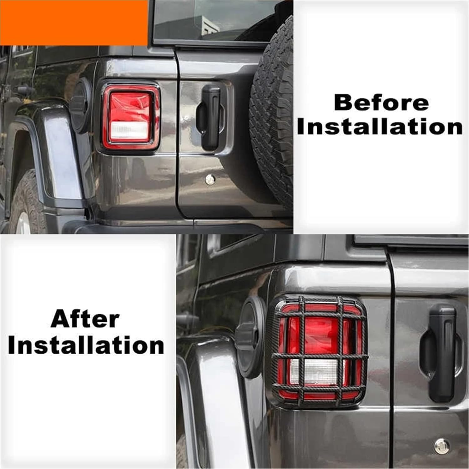 Car Headlight Taillight Light Lamp Guard Decoration Cover Compatible For Jeep Wrangler JL 2018 2019 2020 2021 2022 2023 2024 Up(Taillight carbon)