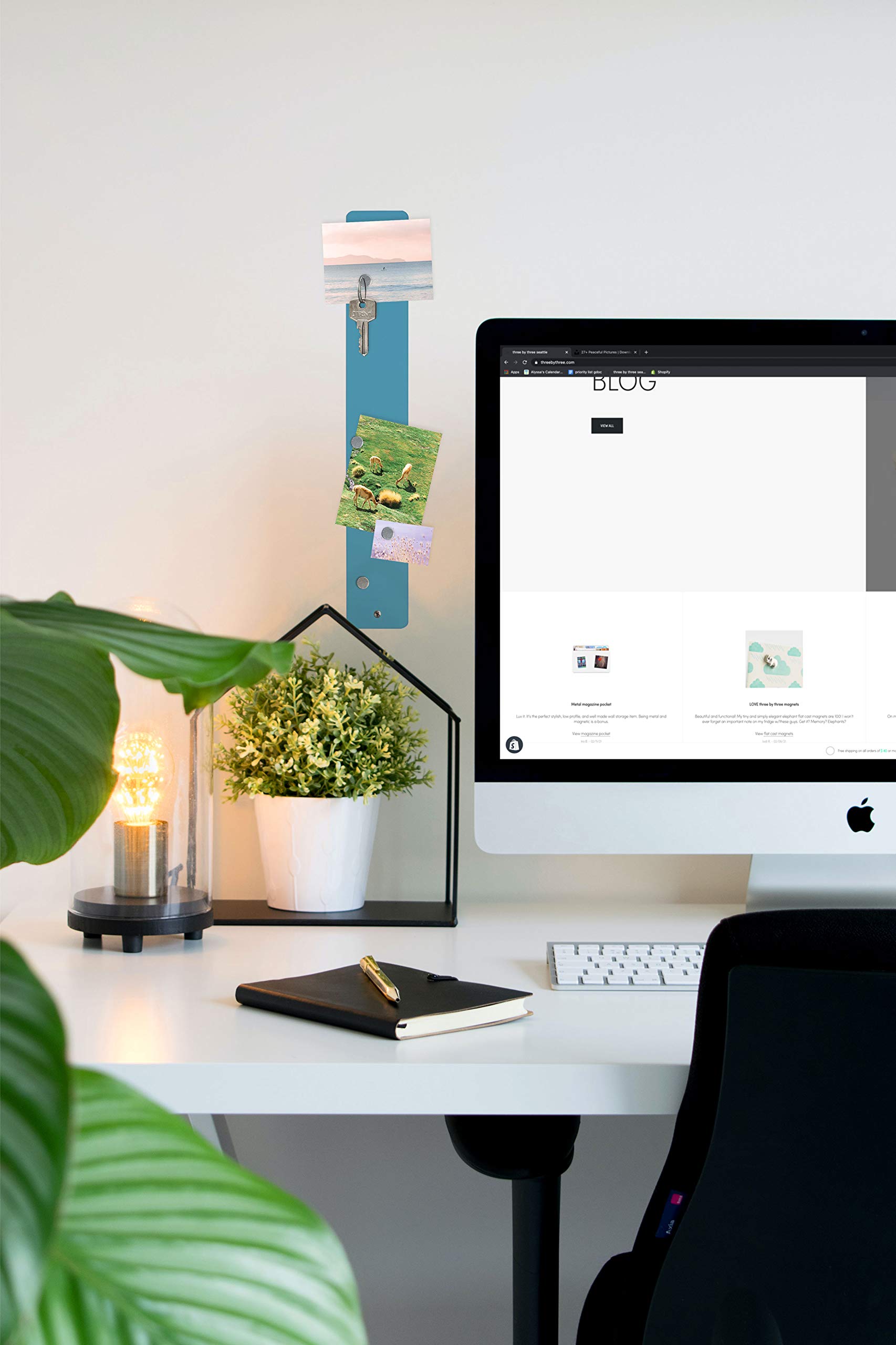 Three By Three Seattle Mini Strip Bulletin Board, Sky Blue