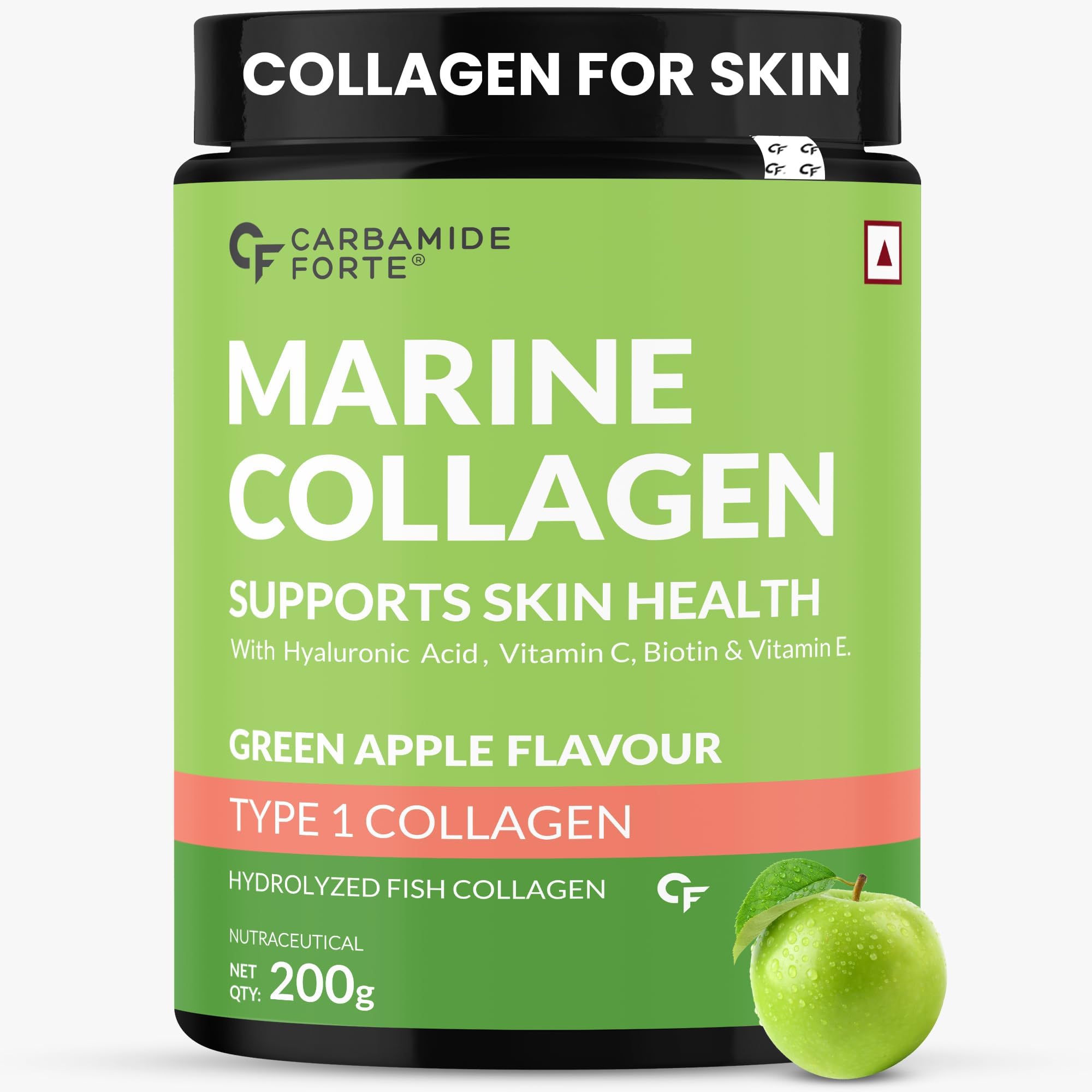 Marine Collagen Powder Supplement - for Skin Fish Collagen Powder for Women & Men - 200 Grams Powder - Green Apple Flavour