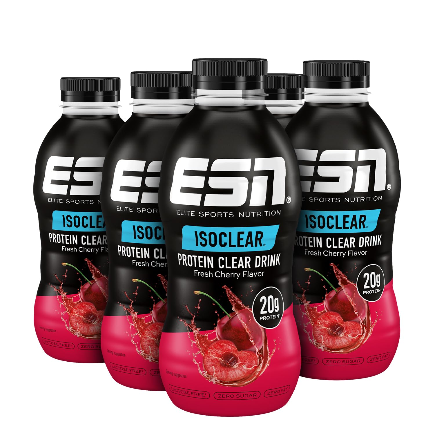 ESN ISOCLEAR Protein Clear Drink RTD, Fresh Cherry, 8 x 500 ml, trinkfertiger Protein-Drink - fruchtig, klar und erfrischend